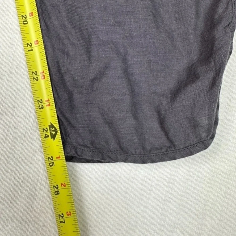Caslon 100% Linen‎ Pull On Cropped Pants XXL Gray Drawstring Tulip Hem Pockets
